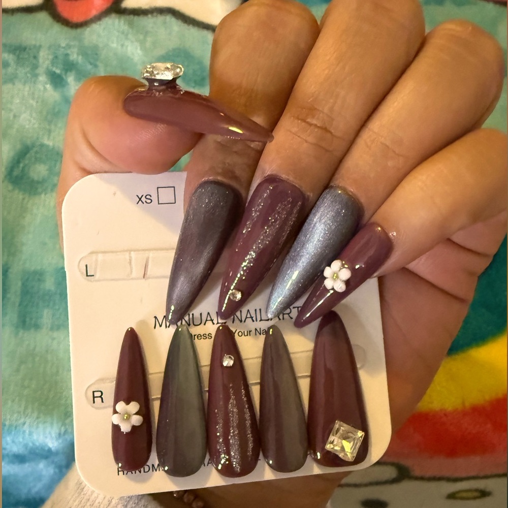 💜 Sweet Raisin Stiletto Press-On Nails 💜